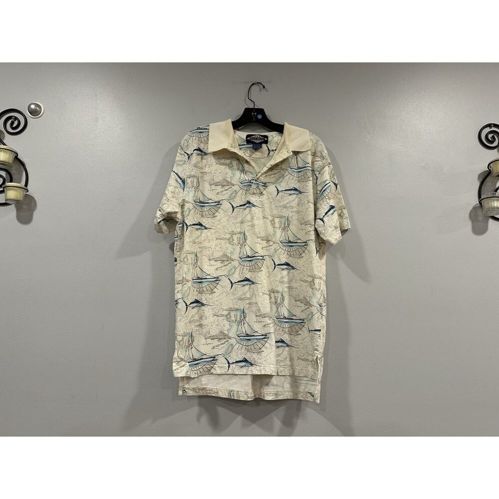 RuffHewn Shirt Boating Short Sleeve Polo Shirt Medium M AS IS STAINS